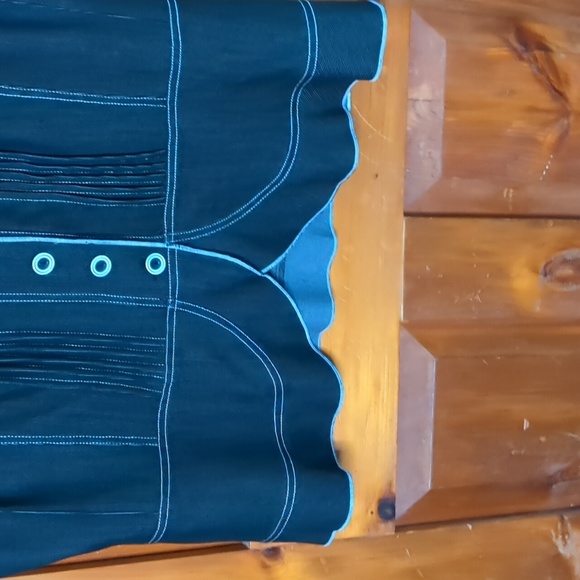 PICADILLY* 2pc jacket/top & skirt set. Short sleeve button front, rivet detail - Picture 12 of 16